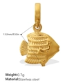 Minimalist 18K gold plated stainless steel fish pendant with detailed scale textures - Embossed Fish Style (PJ221GSK)