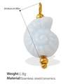 Blue ceramic conch pendant with 18k gold plated stainless steel accents and loop - Blue Ceramic Conch Pendant (PJ1033LBG)