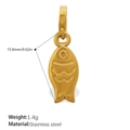 Golden stainless steel fish pendant charm with a polished finish and top bail ring - Slender Fish Style (PJ720GSK)