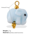 Light blue ceramic elephant pendant with 18K gold plated stainless steel hardware - Light Blue Ceramic Elephant Pendant (PJ1034LBG)