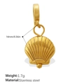 Gold stainless steel seashell charm with fan texture and dimensions for DIY jewelry - Fan Shell Style (PJ768GSK)