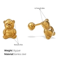 Orecchini a perno a forma di orso in acciaio inossidabile placcati in oro 18k - Stile Orso Seduto(EH1213G)