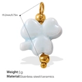 Three-leaf clover pendant made of white ceramic and gold stainless steel jewelry part - White Ceramic Clover Pendant (PJ1035LBG)