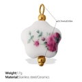 Pendentif fleur en céramique blanche avec détails en acier inoxydable doré 18K - Style Pétale de Rose Violette (PJ667CRG)