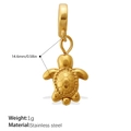 Polished 18K gold plated stainless steel turtle pendant charm with lobster clasp - Mirror Turtle Style (PJ770GSK)