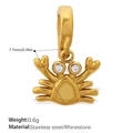 Golden crab pendant accessory in stainless steel with crystal eyes and 18K gold plating - Crab Style (PJ771WEGSK)