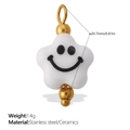 White ceramic star pendant with smile face and golden beads for DIY jewelry - White Star Smiley Style (PJ884WEG)