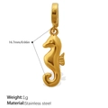 Polished 18K gold plated stainless steel seahorse pendant charm for DIY jewelry - Detailed Seahorse Style (PJ647GSK)