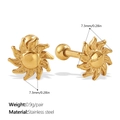 Orecchini a lobo a sole in acciaio inossidabile dorato, 7,3mm di diametro, 0,9g al paio - Stile Brillamento Solare(EH1216G)