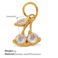 Golden stainless steel cherry pendant with sparkling rhinestones and closed ring hook - Clear Rhinestone Cherry Pendant (PJ1037WEG)