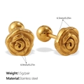 Orecchini a perno a forma di rosa in acciaio inossidabile placcato oro 18K con vite - Stile Rosa Romantica(EH1217G)