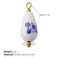 Dopamine-style white ceramic teardrop pendant with blue floral patterns and gold accents - Blue Floral Teardrop Style (PJ999BEG)