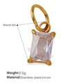 Minimalist 18K gold plated stainless steel pendant with rectangular zircon and jump ring - White Zirconia Small Rectangular Pendant (PJ466WEGS)