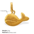 18K gold plated stainless steel whale charm pendant for DIY jewelry making - Whale Style (PJ149GSK)