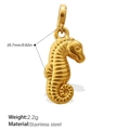 Golden stainless steel seahorse pendant charm for DIY jewelry, 20.7mm ocean style accessory - Curved Seahorse Style (PJ459GSK)