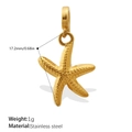 Golden starfish charm pendant in stainless steel with realistic 17.2mm textured detail - Starfish Style (PJ155GSK)