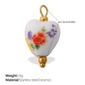 White ceramic heart pendant with purple lavender floral patterns and 18K gold ring - Red Floral Lavender Heart Style (PJ1002CRG)