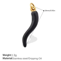 Black chili corno pendant in 18K gold plated stainless steel with size dimensions - Black Chili (PJ385BKG)