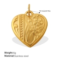 Golden heart pendant in stainless steel with floral engraving and 19.1mm height - Floral Textured Heart (PJ800G)