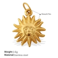 Golden sun face medallion pendant in stainless steel with 19mm diameter and 1.6g weight - Sun Face Style (PJ803G)