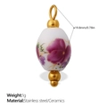 DIY star-shaped ceramic necklace pendant with purple flower pattern and gold steel - Purple Floral Style (PJ1004CRG)