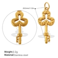 Vintage 18K gold plated stainless steel key pendant charm with diamond-cut texture - Diamond Cut Key Style (PJ805G)