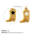 Cowboy boot pendant in 18K gold plated stainless steel with star cutout and black enamel - Cowboy Boot (PJ724WEG)