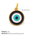 Blue Evil Eye pendant in golden stainless steel, 14.4mm diameter DIY jewelry charm - Evil Eye (PJ773CRG)