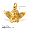 Golden stainless steel cupid angel pendant charm with vintage embossed relief design - Gold Cupid Angel Style (PJ808G)