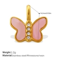 Pink resin butterfly pendant in gold stainless steel with crystal accents for jewelry - Pink Butterfly (PJ787PKG)