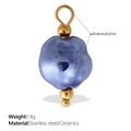 Blue ceramic heart pendant with gold stainless steel loop, 20.6mm length, 1.4g weight - Irregular Heart Blue Style (PJ1007NBG)