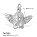 Silver stainless steel angel cupid pendant with wings engraving, weight 2.2g, height 18.3mm - Silver Cupid Angel Style (PJ808S)