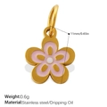 Pink and white enamel flower pendant in stainless steel for DIY jewelry making - Pink Flower (PJ1123PKG)