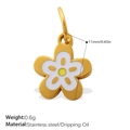Five-petal flower pendant charm in white dripping oil and gold-plated stainless steel - White Flower (PJ1123WEG)