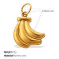 Golden stainless steel banana pendant charm for DIY jewelry bracelets and necklaces - Gold Stainless Steel Banana Style (PJ732G)