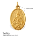 Oval St. Jude pendant in 18K gold-plated stainless steel, 23.2mm height and 4g weight - St. Jude Religious Icon Style (PJ810G)