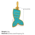 Blue fish tail charm in 18K gold plated stainless steel with dimensions 15mm 0.8g - Blue Mermaid Tail (PJ1124BEG)