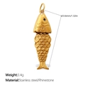 Golden stainless steel fish pendant with rhinestone eye and scale texture for jewelry DIY - Gold Stainless Steel Fish with Rhinestone Style (PJ1135BKG)