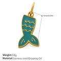 Lake blue mermaid tail pendant in gold-plated stainless steel for DIY jewelry - Green Mermaid Tail (PJ1124GNG)