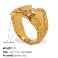 Irregular textured gold stainless steel ring with 16.4mm wide wavy vintage design - Size 6 / Narrow Irregular Texture (JZ149) / Gold