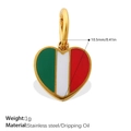Golden heart pendant with Italian flag colors in dripping oil on stainless steel - Italy Heart Gold (PJ1125GWRG)