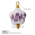 White flower ceramic pendant with purple floral patterns and 18K gold-plated stainless steel - Purple Five-Petal Flower Style (PJ1010CRG)