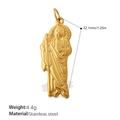 Golden stainless steel St. Jude religious medallion pendant with 32.1mm height and 4.4g weight - Large St. Jude Icon Style (PJ1055G)