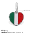 18K gold plated stainless steel heart charm with Italian flag enamel and lobster clasp - Italy Heart Silver (PJ1125GWRS)