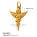 Vintage 18K gold plated stainless steel little angel wing pendant charm in gold finish - Praying Angel Style (PJ1056G)