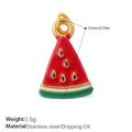 Watermelon shaped 18K gold plated stainless steel pendant with colorful enamel details - Watermelon Gold (PJ1126RWGG)