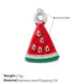 Watermelon charm in stainless steel and drip oil finish, measuring 15mm in height - Watermelon Silver (PJ1126RWGS)