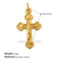 Matte gold stainless steel crucifix cross pendant with 25mm length and 1.6g weight - Crucifix Cross Style (PJ1058G)