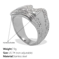 Silver finish stainless steel chunky ring with irregular texture and US size 7 detail - Size 7 / Narrow Irregular Texture (JZ149) / Silver