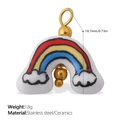 Rainbow ceramic pendant with white cloud motif and 18K gold plated stainless steel loop - Three-Color Rainbow Style (PJ1013CRG)
